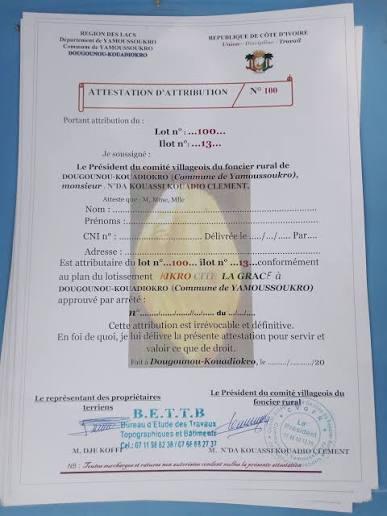 Certificat de localisation – Copropriété (Grand-Bassam)